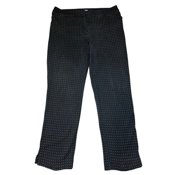 Chico’s Black & White Polka Dot Knit Pants Size 1 US 8 Stretch Front Zipper - Picture 1 of 9